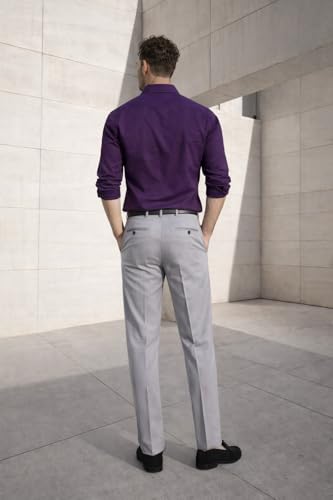 Image of Louis Philippe Men's Slim Fit Everyday Smart Wear Comfort Stretch Work Ready Textured Formal Trouser
