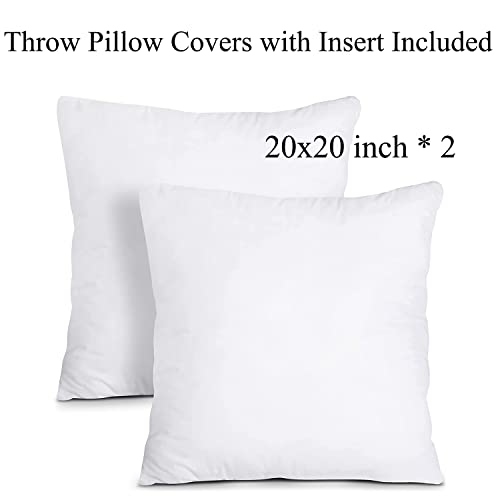 Etasop Throw Pillows With Inserts Included 18X18, 2 Pack Velvet Striped Pillow Covers With Inserts Farmhouse Home Decor (Off White) #TOP7