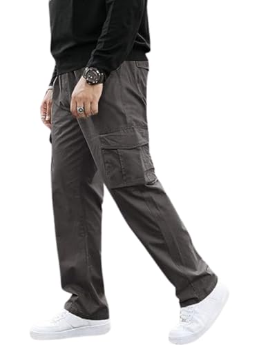 Image of GRECIILOOKS Men's Cargo Pants | 6 Pocket Cotton Cargo Joggers for Men | Loose Fit Stylish Pant with Pockets | Casual Baggy Trousers & Streetwear Lower