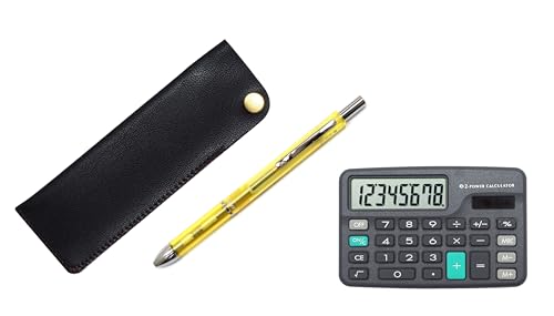 ミニ電卓付 横ホックペンケース黒 3メカジャパンクリアセット 黄 T23-D-NK01B-CL3M-Y