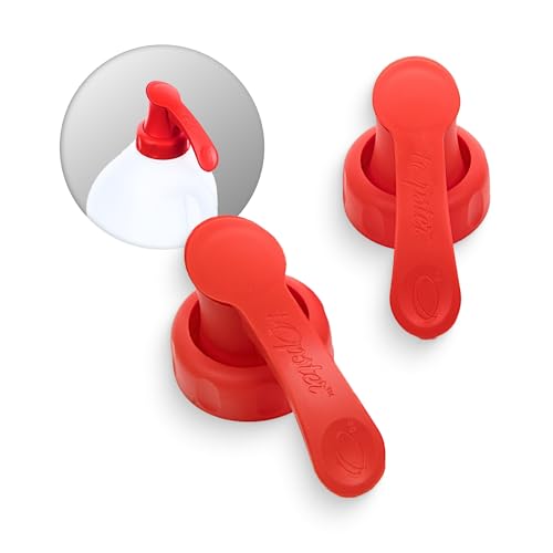 Topster Milk Top Pourers (Red) - Milk Bottle Pourers for Plastic Bottles for Skimmed Milk Plastic Bottles Eliminates Spillage Mess & Drips Around The Kitchen & Fridge (Pack of 2)