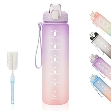 YC Kitchen Borraccia Sportiva Motivazionale 1L - Borraccia Termica 1 litro, Bottiglia d'acqua Sportiva con paglia e trasporto cinghia