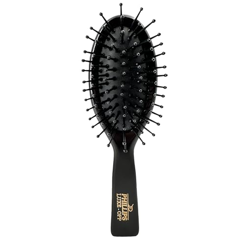 Brosse à cheveux ovale noire Phillips Brush Co - Modèle de sac à main de 17,8 cm série Luxe