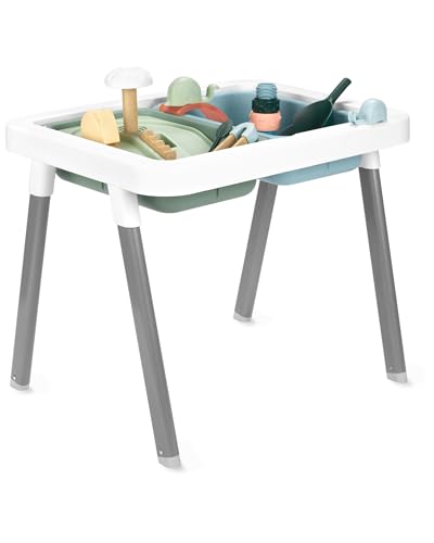 Skip Hop Discoverosity 3-in-1 Toddler Sensory Table for Kids with 13 Nature-Inspired Sensory Tools 8-Page Activity Guide 2 Bins and 2 Convertible lids, Age 18m+