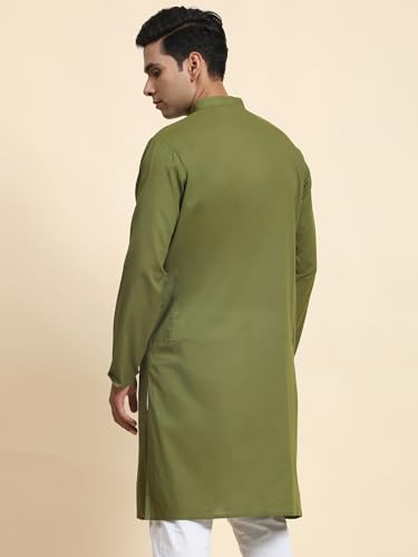 Image of Men's Cotton Solid Dress Long Kurta Regular Fit Casual
