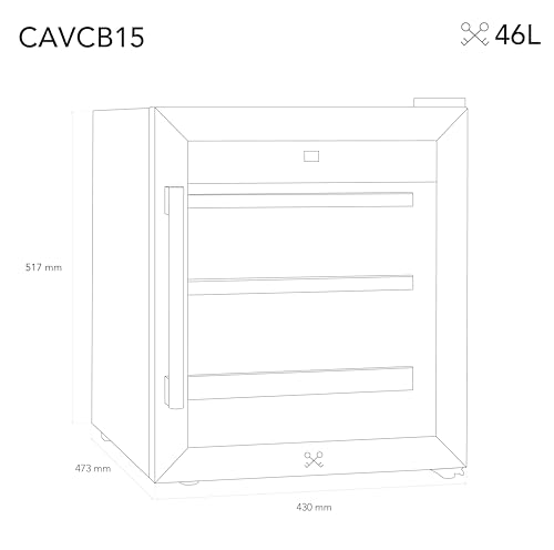 Les Petits Champs CAVCB15 Cantinetta, 15 Bottiglie, 3 Ripiani, Dimensoni: L 43 Cm, A 51,7 P 47,3 Nero, Classe G - 5