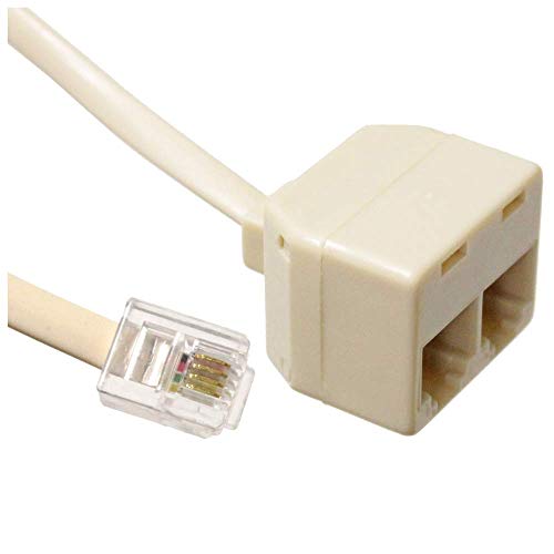 BeMatik - Prolongador de cable telefónico de 4 hilos con RJ11 con duplicador 2.1m