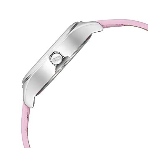Fastrack Stunners Quartz Analog Silver Dial Pink Leather Strap Watch for Girls - NS6152SL08