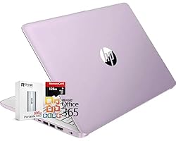 HP 14&quot; HD Thin and Light Laptop, Intel Processor N150(Beat N4120),16GB RAM, 256GB Storage(128GB UFC+128GB MicroSD), Office 365, Copilot AI, WiFi 6, BT 5.4, HDMI, W/128GB PSD, Win11 S, Honey Lavender