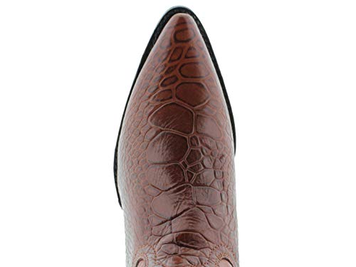 Texas Legacy Mens Cognac Western Leather Cowboy Boots Turtle Design Print J Toe3