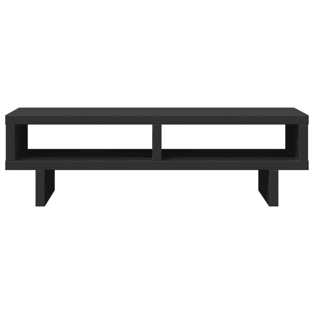 Supporto per monitor nero in legno 50 x 27 x 15 cm con 2 scomparti, rialzo ergonomico per scrivania del computer, scrivania, laptop, PC, tablet, salvaspazio e stabile per ufficio e