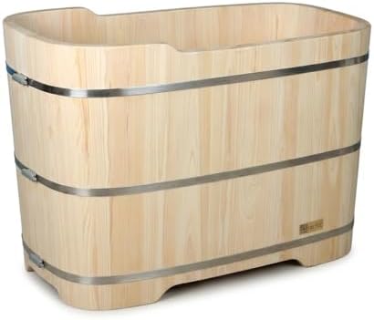 Compact Unpainted Wooden Bath Tub for Small Spaces – Authentic Ja...