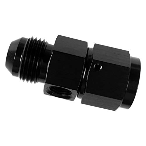 Image of Fuel Pressure Gauge Take Off 8AN Male to Female 8 AN with 1 /8 NPT Gage Port Hose Line Adapter Fitting Aluminum Black Anodized