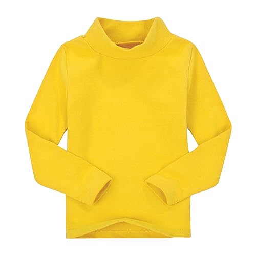 Kids Girls Solid Color Cotton Turtleneck T-Shirt Baby Long Sleeve Mock Neck Tee Tops Boys Autumn Winter
