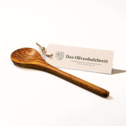 DAS OLIVENHOLZBRETT® / Kochlöffel aus Olivenholz/Olivenholz Kochlöffel mit rundem Kopf und rundem Stiel/Holzlöffel/Kochlöffel aus Holz / 25cm