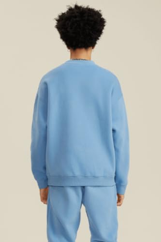 Men's Oversize Hoodies Casual Unisex Solid Vintage Long Sleeve Crew Neck Pullover Basic Tops Streetwear Sweatshirt2