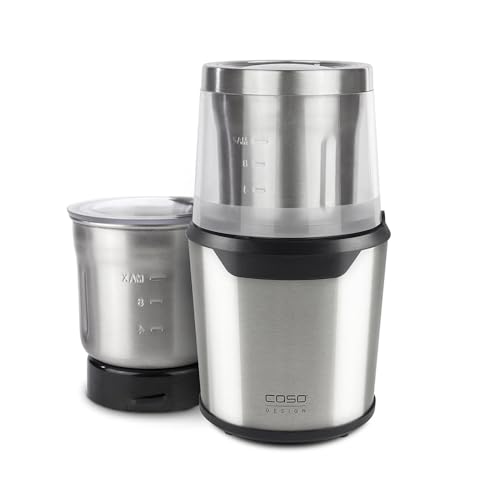 CASO UZ 200 - Broyeur multi-usages design, broyeur électrique, récipient, lame de frappe et boîtier en acier inoxydable durable, comme broyeur et moulin pour noix,...