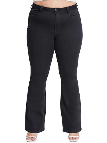 YMI Women's Plus Size Hyperdenim Super Stretchy Flare Jeans