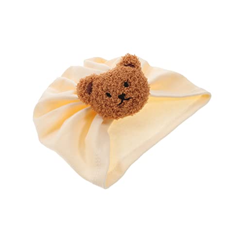 Angoily Newborn Cotton Hat with Bear Decor Warm Beanie for Boys Soft Comfortable Cotton for Indoor Outdoor Use Design Beige