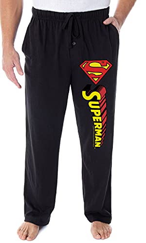 DC Comics Men's Classic Superman S Symbol And Script Logo Loungewear Pajama Pants