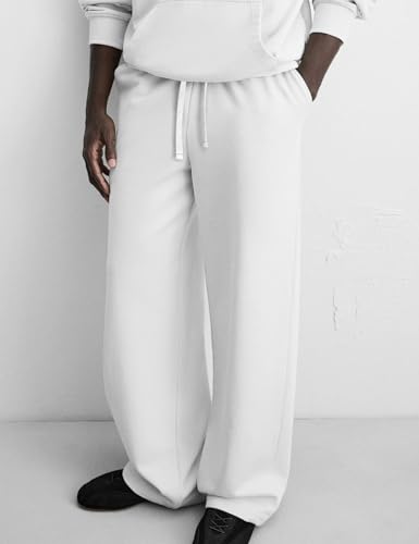 Image of HeSaYep Men's Baggy Sweatpants Cotton Fleece Wide Leg Sweat Pants