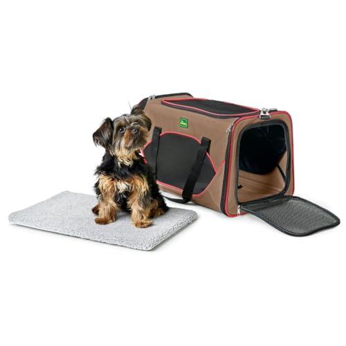 HUNTER KANSAS Tragetasche für Hunde und Katzen, zusammenfaltbar, 50 x 30 x 30 cm, beige/rot