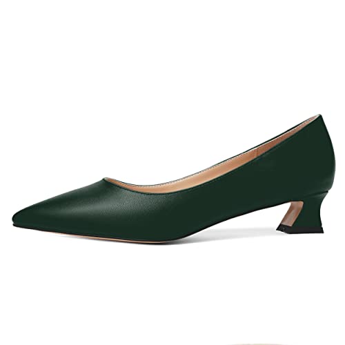 AMBELIGHT Womens Pointed Toe Solid Slip On Casual Matte Office Kitten Low Heel Pumps Shoes 1.5 Inch2