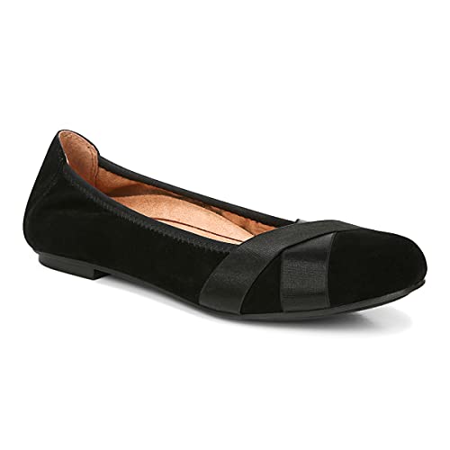 Vionic Women's Spark Maria Ballet Flat- Supportive Suede Walking Shoes That Include Three-Zone Comfort with Orthotic Insole Arch Support, Medium and Wide Fit