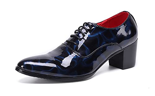 Santimon Men's Fashion Patent Leather Pointed Toe Lace-Up Comfort Casual Dress Formal Oxfords Shoes