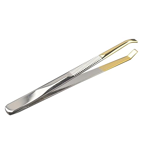 CALLARON Portable Stainless Steel Curved Eyebrow Tweezer for Eyelash Extensions Slip Design Compact Durable Hair Removal Tool Easy to