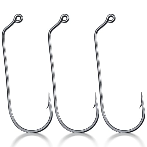 Dr.Fish 60 Degress Jig Hooks Round Bend, Freshwater & Saltwater Fishing Jig Hook Mold Making Supplies #6/0