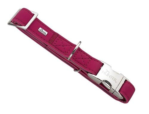 HUNTER SOFTIE ALU-STRONG Hundehalsung, Hundehalsband, Kunstleder, Aluminium Klickverschluss, M, himbeer