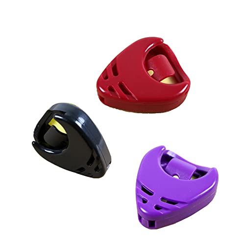 Rayzm Lot de 3 supports en plastique pour médiators de guitare, violet, rouge et noir - Les Beatles, Paul McCartney, John Lennon, RIngo Starr, George Harrison Rayzm Lot de 3 supports en plastique pour médiators de guitare, violet, rouge et noir