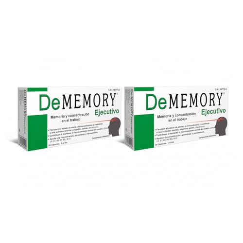 DeMemory Ejecutivo 30 Cápsulas - Pack de 2 Unidades - Ayuda a la Memoria y Concentración en el Trabajo - con DHA, Eleuterococo, Vitaminas del Grupo B y Zinc