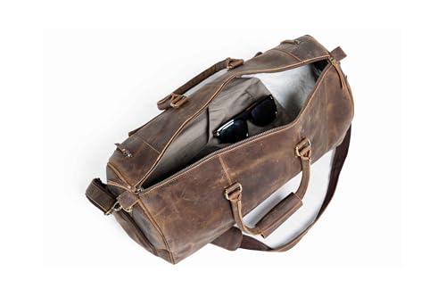 NERA Leather Duffel Bag for Men & Women Travel, Weekend, Overnight, Gym Bag (Side Shoes Compartment)3