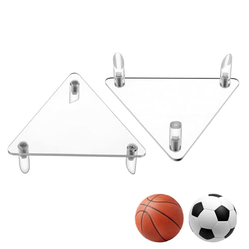 Quilax 2 Stück Acryl Ballhalter Ballständer Transparenter Ball Display Ständer Halterung Stehend für Basketball Fußball Volleyball Kugelständer Ballregal Acrylständer zur Aufbewahrung Präsentation