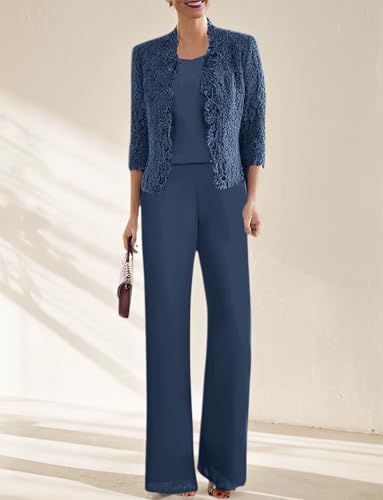 3 Pieces Mother of The Bride Pant Suits for Wedding Chiffon Grandmother of The Bride Pant Suit with Jacket3