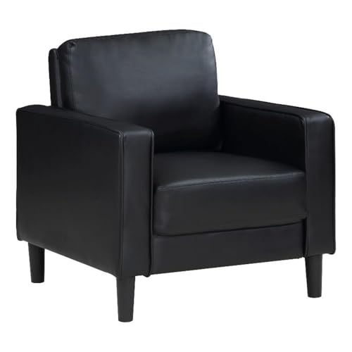 Sillón tapizado cuero sintético negro compacto miniatura 1