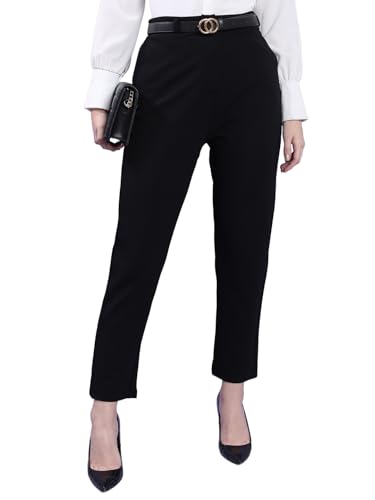 Image of Tokyo Talkies Tapered Fit Trousers |Ankle Length Ultrasoft |Formal Workwear |Cigarette Pants