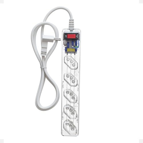 Filtro de Linha iCLAMPER Energia 5 com Proteção contra Surtos Elétricos(DPS) LCF 5 Tomadas, 3 Pinos, 10 Amperes para PC, Notebook, Monitor, Impressora, PS5, Alexa etc, Bivolt, Cabo de 1m Transparente