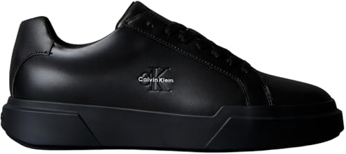 Calvin Klein Baskets Cupsole Homme Chunky Laceup en Cuir, Noir (Triple Black), 43