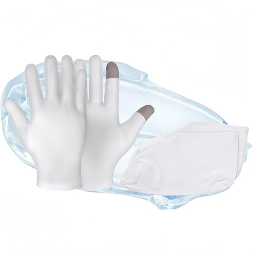 Guanti Idratanti con Calzini,Calzini in Cotone Spa,Cotone Bianco Guanti Touch Screen,per Donne Uomini Bellezza e Cura Notturna,Mani e Piedi Spa Trattamento Cosmetico Idratante,2 paia