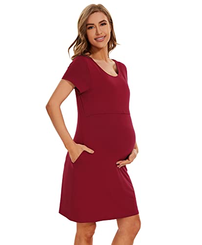 Image of WiWi Soft Viscose from Bamboo 3 in 1 Maternity/Delivery/Nursing Labor Nightgowns Breastfeeding Sleep Shirt Gowns S-XXL