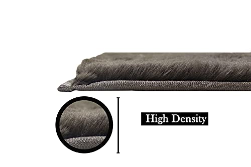Image of Luxe Home Rabbit Fur Soild Bath Mat Super Soft, Anti-Slip, Washable, Rectangle, for Bathroom Door Mate, Bedroom Door Mats (Cocoa, 45x75 cm)