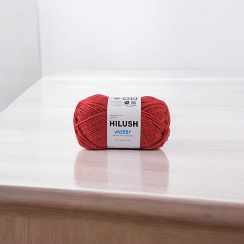 Image of HILUSH Hobby,Wool Yarn dk Acrylic Hand Knitting Yarn Ball (100g /1 Ball),Suitable for Craft amigurumi Shade 001 (Brick red)