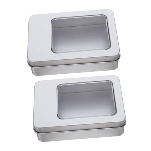 ABOOFAN 2 Contenedores De Hojalata con Tapas Contenedores Magnéticos para Refrigerador Pequeños Plateados