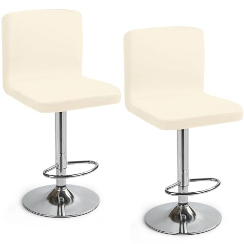 Funda para Taburete de Bar 2 Piezas Fundas para Sillas de Bar Elásticas Funda para Silla de Comedor Lavables Cubierta de Taburete de Bar Fundas Sillas para Taburetes de Bar (Crema, 2 Piezas)