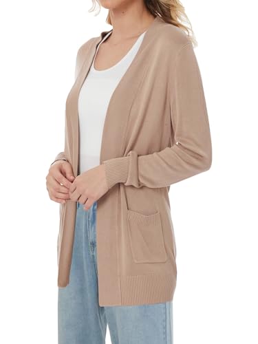 Image of Spicy Sandia Women's Basic Open Front Long Cardigan Sweaters with Pockets