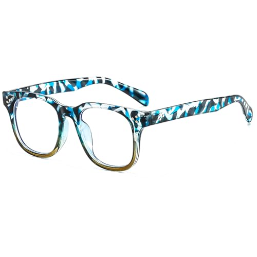 Image of LJCZKA Blue Light Blocking Glasses for Women Men Retro Square Frame Computer Gaming Glasses Anti Eyestrain Eyeglasses