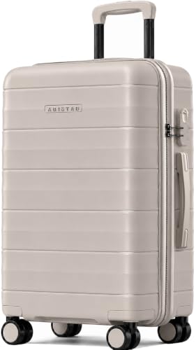 ABISTAB Hartschalenkoffer groß 76x51x30cm - Leicht Koffer & Trolleys aus PP - Mariner Reisekoffer mit 4 Rollen & Zahlenschloss, Handgepäck Koffer, 106 Liter, Dünengrau